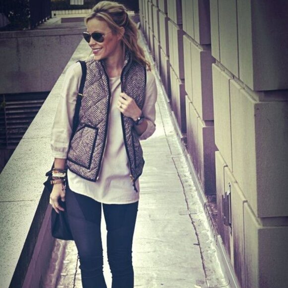 J. Crew Excursion Blogger Favorite Quilted Down Fill Vest Herringbone XS - Picture 5 of 16